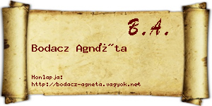 Bodacz Agnéta névjegykártya